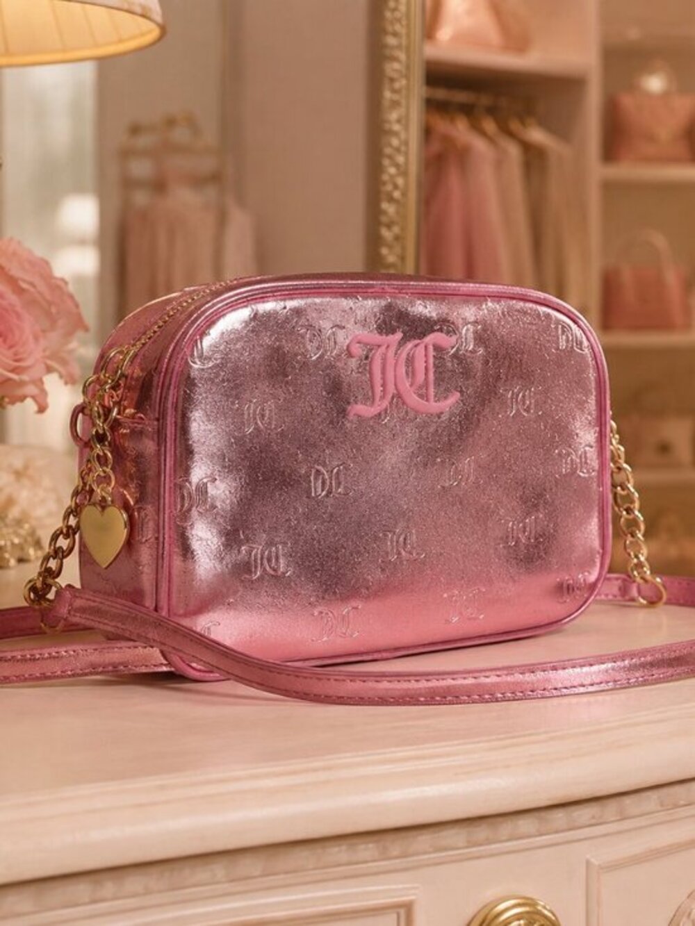 Juicy Couture Good Times Pink Metallic Crossbody Bag NWT